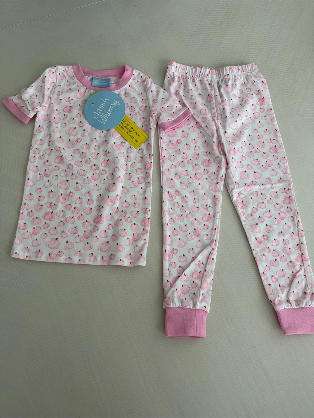 Girls 4T PUMPKIN, SHORT SLEEVE TWO-PIECE PAJAMAS, CLASSIC WHIMSY